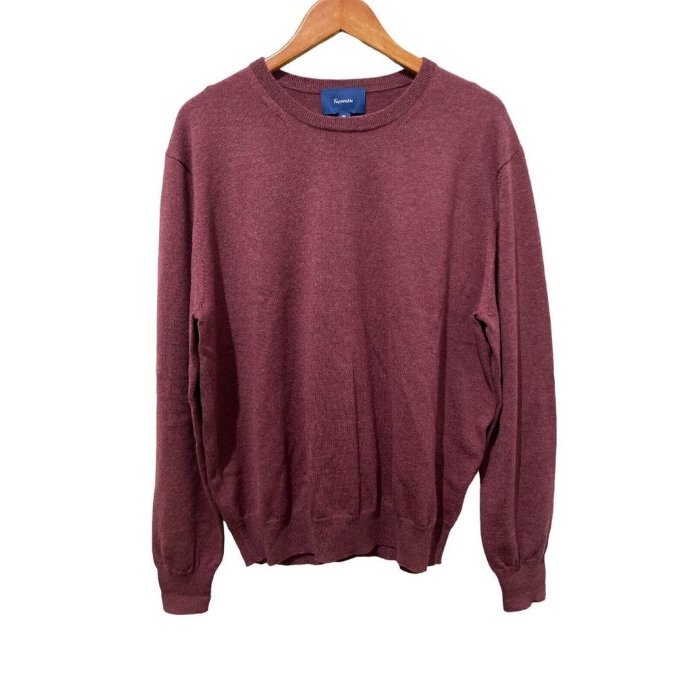 FACONNABLE 100% Wool Pullover Sweater Men's XL Maroon Long Sleeve Crew